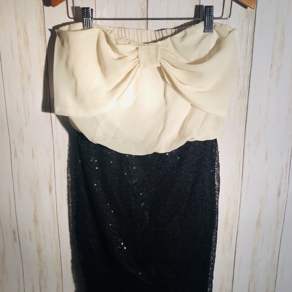 Xtraordinary black and cream sequin mini dress